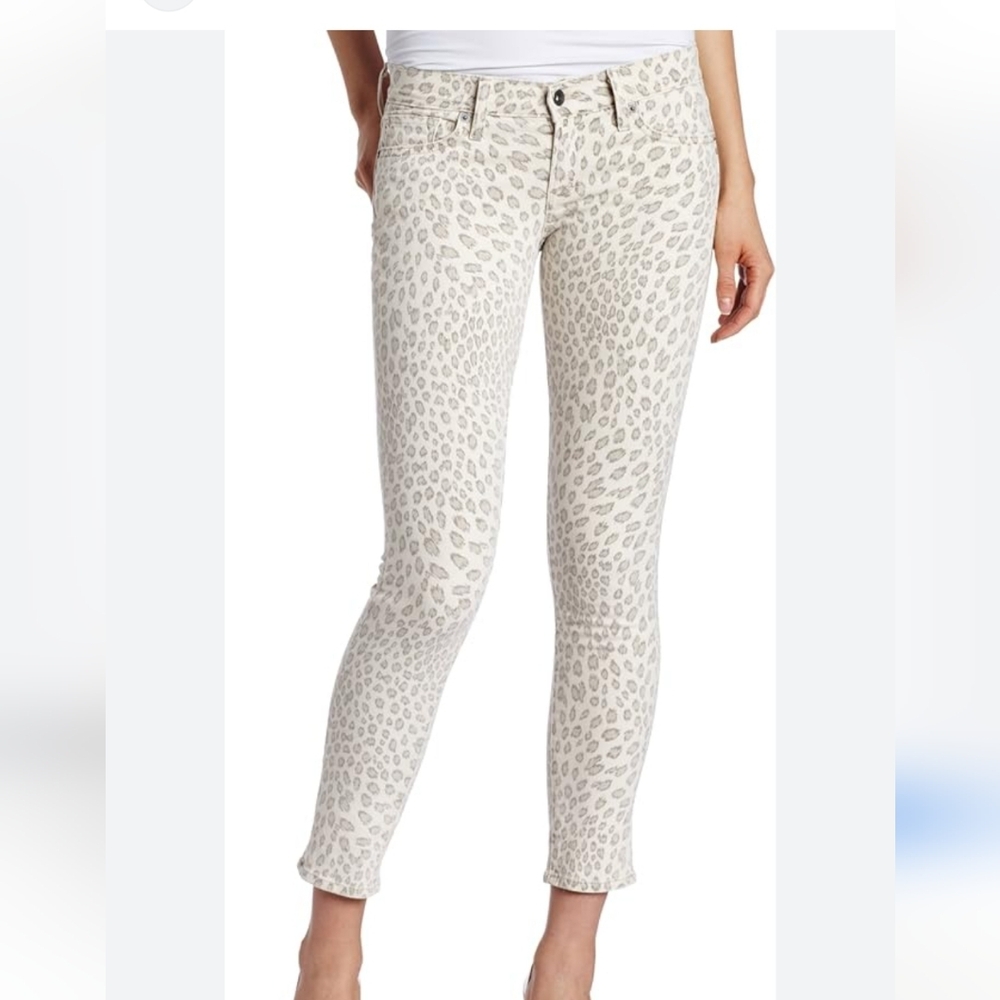 Women's Lucky Brand Animal Print Skinny Ankle Low Rise Jeans Capris Size 28 Or 6